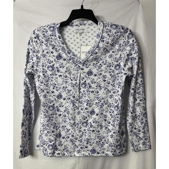 NWT Encore Karen Neuburger Womens Long Sleeve Pullover Top Blouse Shirt Size PS - Picture 1 of 11